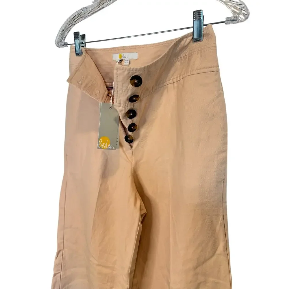 BODEN NWT High Waist Wide Leg Trousers Size US 2 Petite Cotton Linen $159 MSRP - Picture 10 of 12